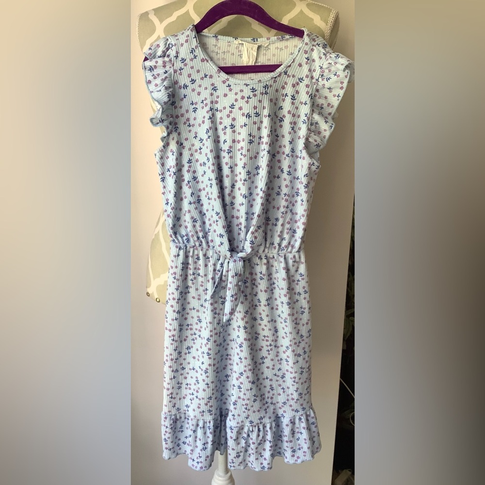 Caution To The Wind Kids Dress - Light Blue and Purple Floral